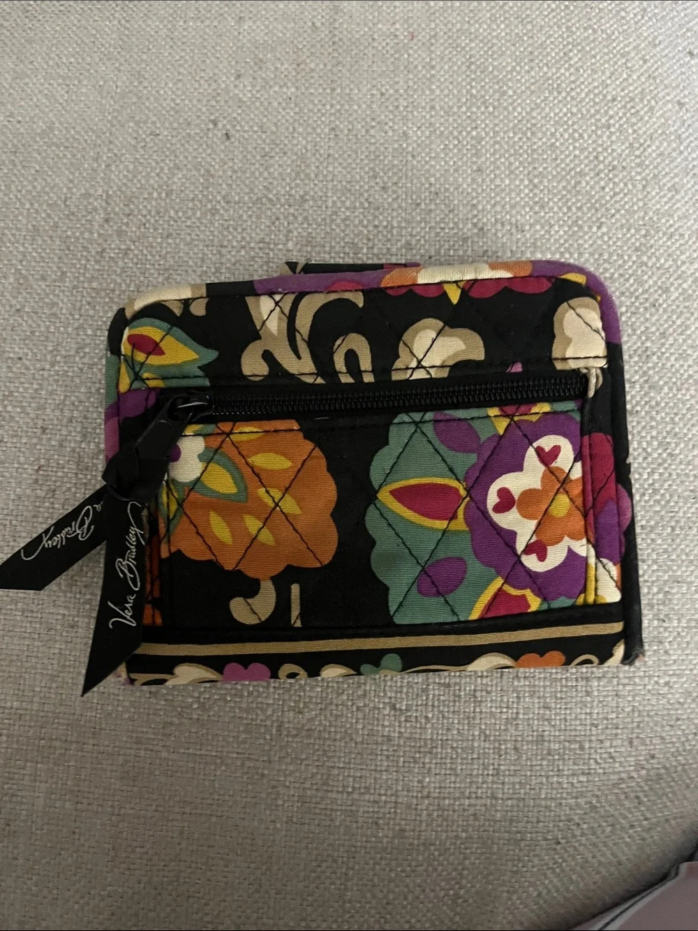 Vera Bradley Black Quilted Floral Snap Wallet with Multicolor Accents - Picture 4 of 5